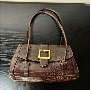 **Vintage Apt. 9 Dark Brown Faux Croc Skin Shoulder Bag**